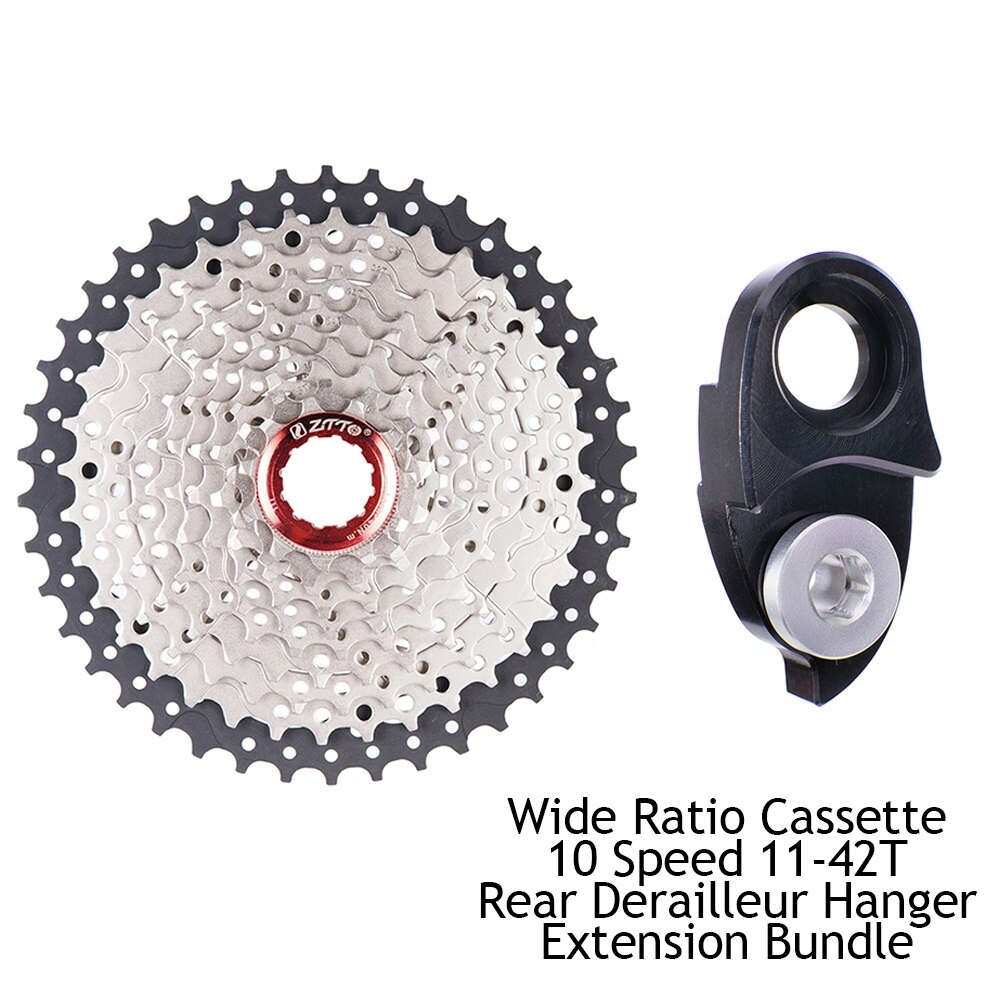 MTB 10 Speed 10S 11-42T Cassette Wide Ratio Mountain Bike Sprockets and Rear Hanger Extension Bundle Bicycle Parts: Default Title