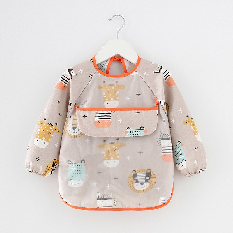 Lange Mouw Waterdichte Slabbetjes Kids Schort Cartoon Baby Jongen Meisje Eten Bib Met Mouw Kinderen Tekening Kleding Siliconen Bib: 8 / 2-3 years old