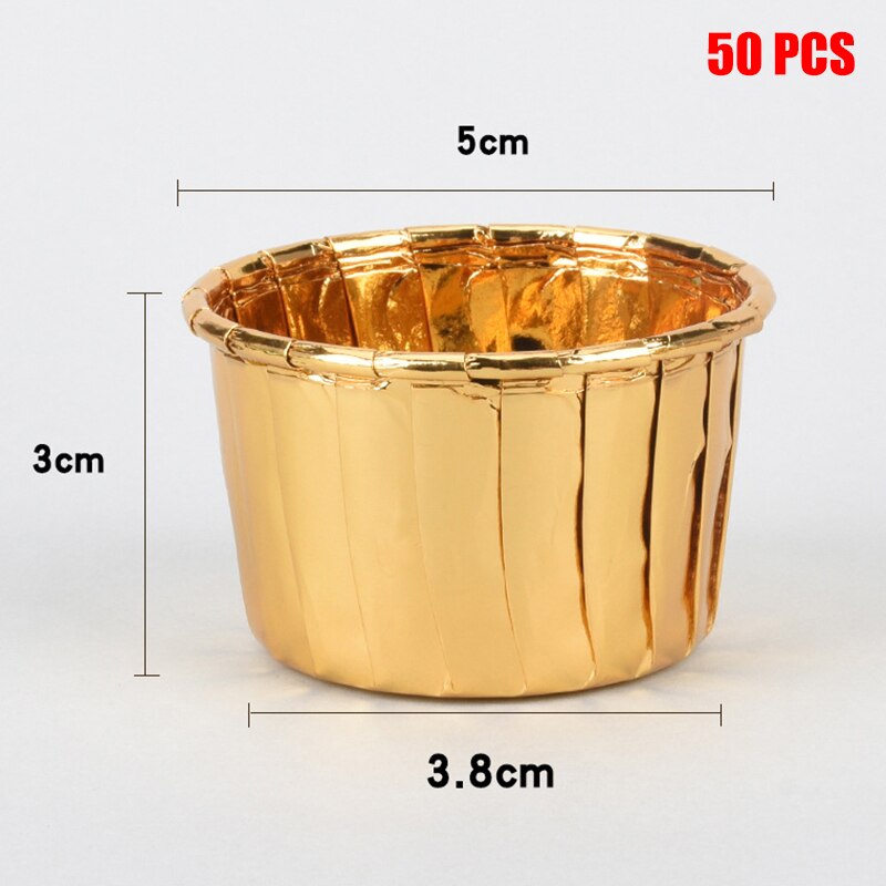 50/100pcs Aluminum Foil Cupcake Paper Cupcake Line... – Grandado