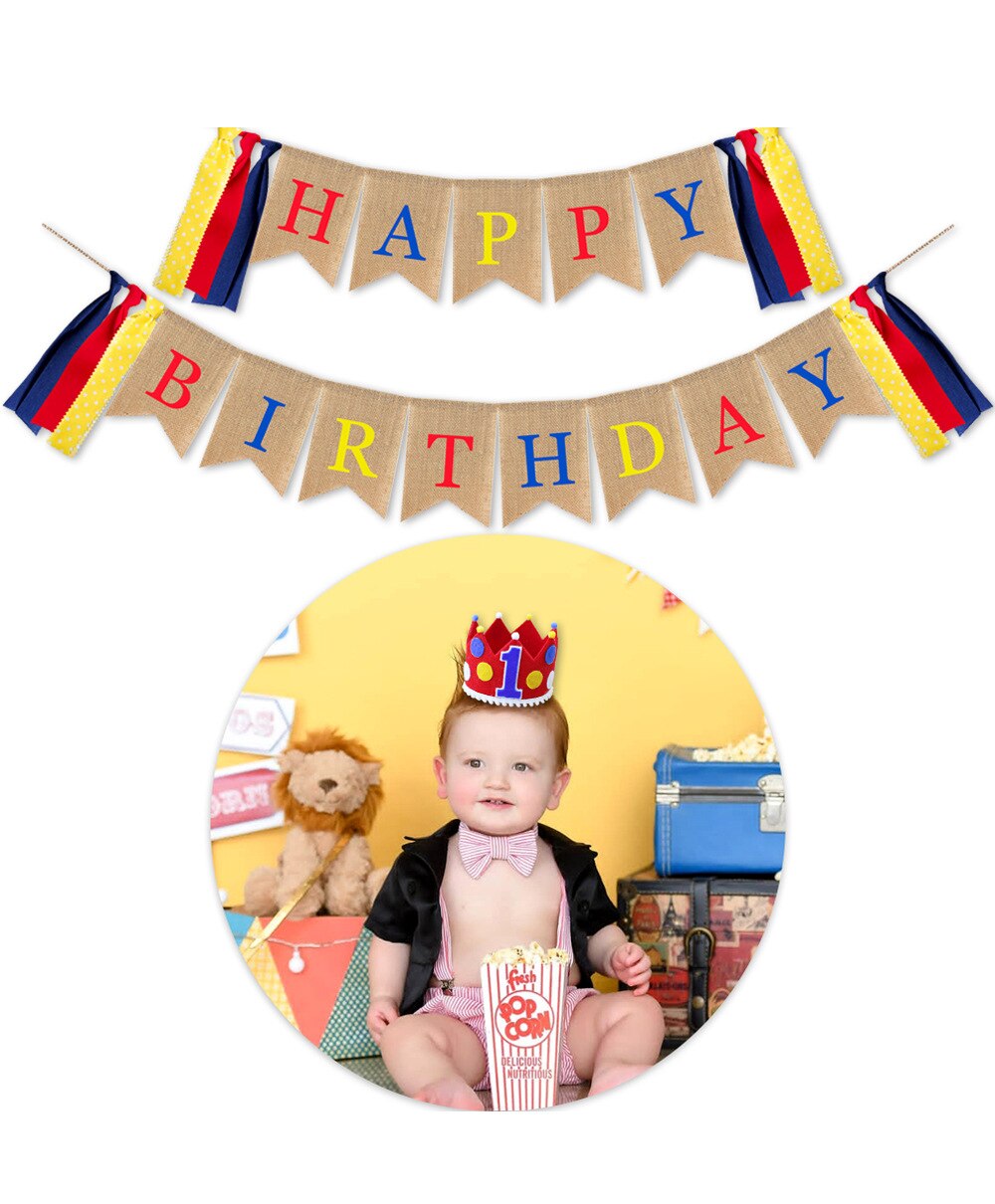 Cirkus tema fødselsdagsfest dekoration sæt fødselsdag hat kage indsats kamura flag baby forsyninger