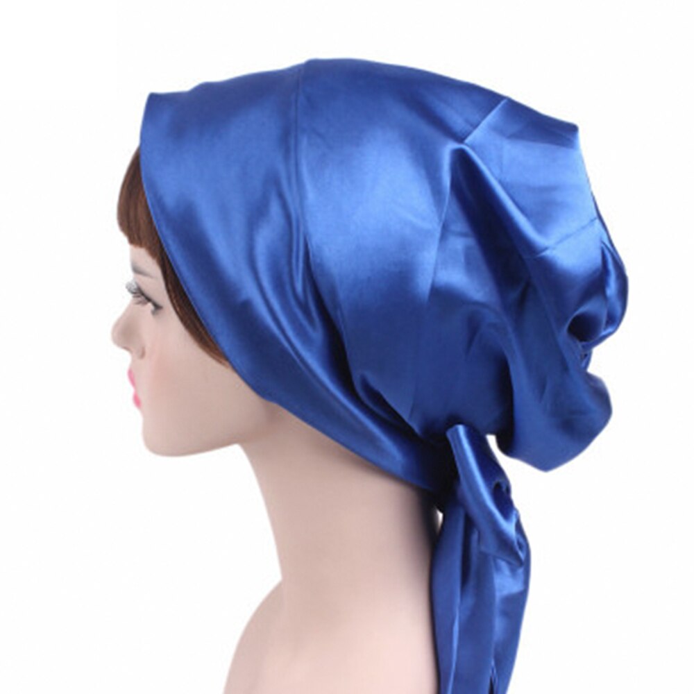 Hovedbeklædning satin turban wrap tørklæde silke nat søvn kasket hår motorhjelm hat: C