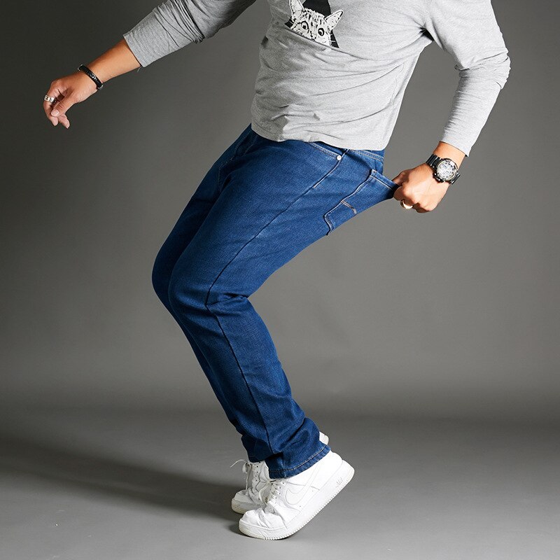 Inre gallblåsan plus sammetsjeans herr elastisk rak hög midja hane full längd casual lös stor storlek 30-48