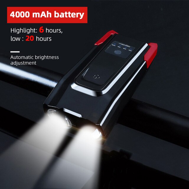 4000 mAh Wasserdichte Fahrrad Licht Mit Horn USB Aufladbare 800 Lumen LED Licht Für Fahrrad Radfahren Vorderseite Lampe Fahrrad Zubehör: 4000 rot