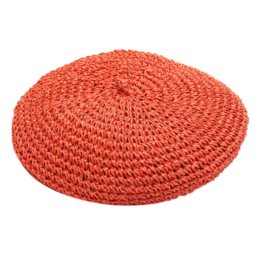 Handmade Women Berets French Female Straw Hats Girl Flat Cap Knit Black Beret For Woman Summer #L5