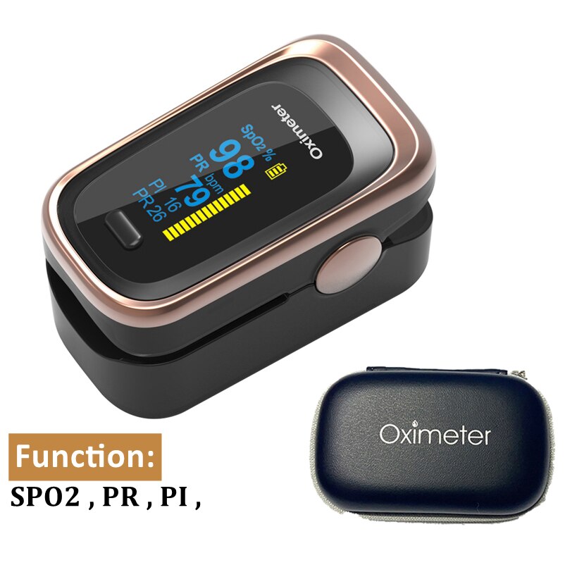 Fingertip Pulse Oximeter SPO2 PR PI RR Monitor Pulse Oximetry Health Care Blood Oxygen Smart Monitor Finger Oximeter Full OLED: Black Rose