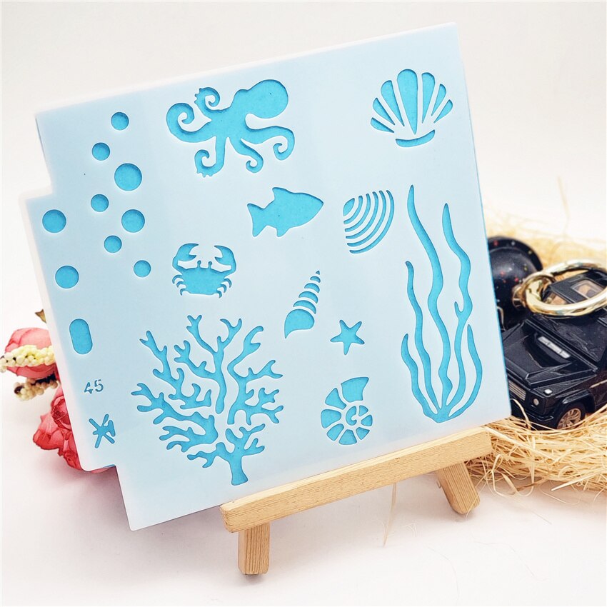 13*14CM seaweed shield DIY cake scrapbook stencils hollow Embellishments printing lace ruler Valentine's Day Cover template