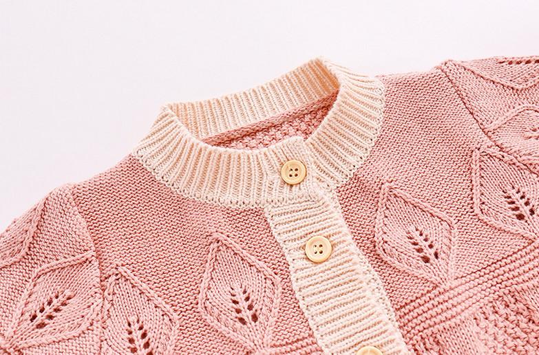 frühling Outwear Baby Kleinkind Mädchen Gestrickte zur Seite fahren Langarm O Nacken Colorblock Schlag-Single-gebrüstet Strick Häkeln Strickjacke