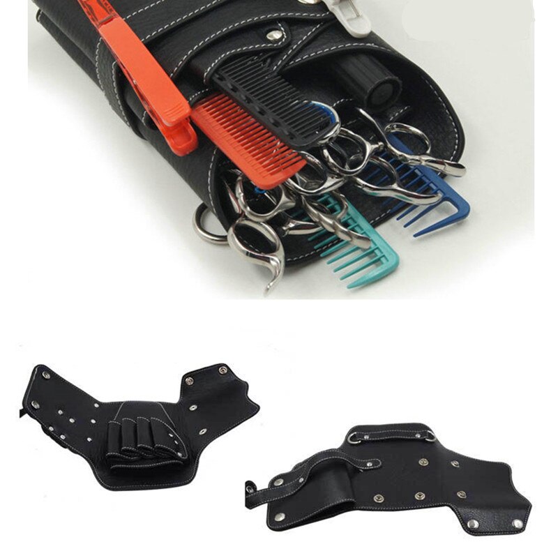 Etui mit gürtelholster für schere, clips, kämme – aufbewahrungstasche aus pu-leder für friseursalons und kosmetikstudios