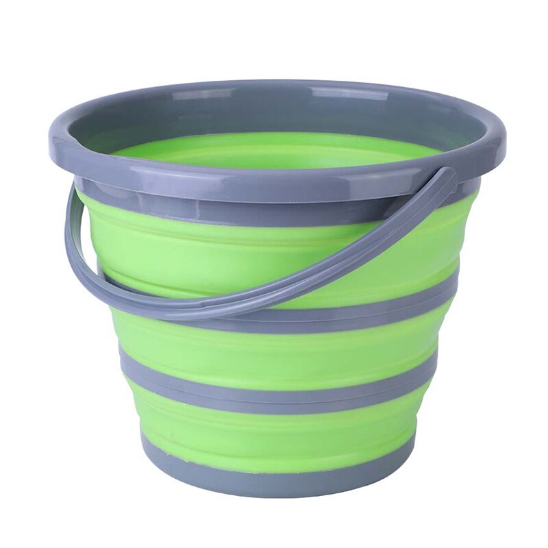 Portable Folding Bucket Foldable Basin Tourism Outdoor Collapsible Plastic 10L Water Bucket Fishing Camping Car Wash Bucket: Green