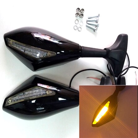 Zx 9r rétroviseurs moto avec clignotant pour kawasaki  zx9r 1994-2003 zx-9r 1995 1996 1997 1998 1999 2000 2001 2002: Noir aa