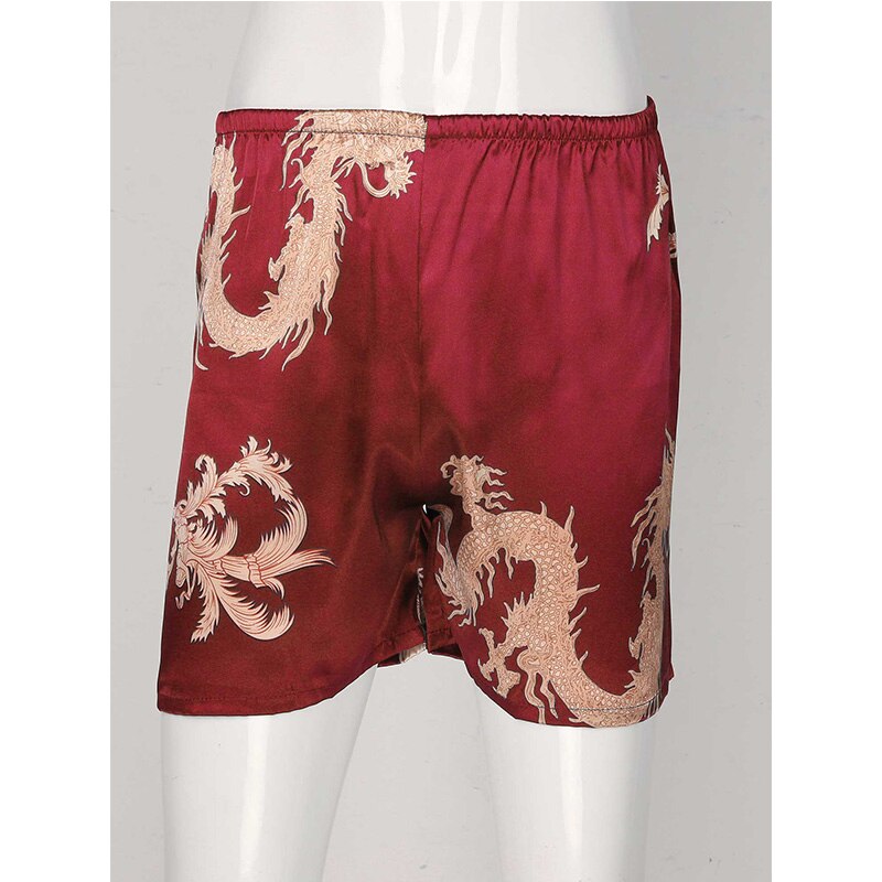 Męnarty chińnarty smok nadruk geometryczny bokserki satynowe letnie oddychające kalesony hombre bielizna nocna kostiumy kąpielowe