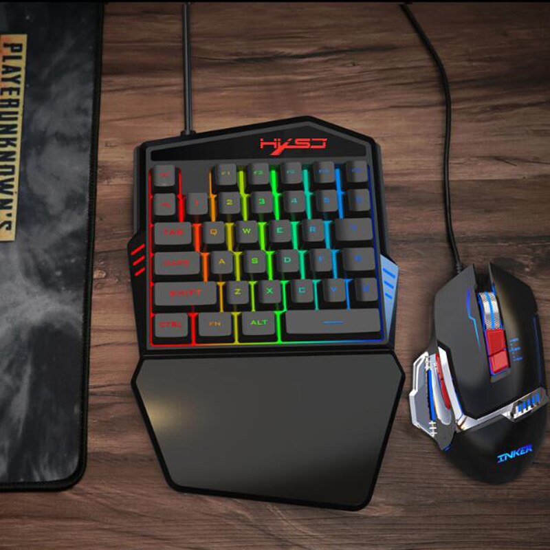 35-key film one-handed keyboard color backlight supports various games keyboard Mouse Set