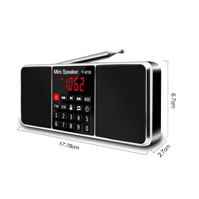 Digital FM Radio Receiver Speaker MP3 Player Support TF Card USB Drive LED Display Time Shutdown Portable Radios