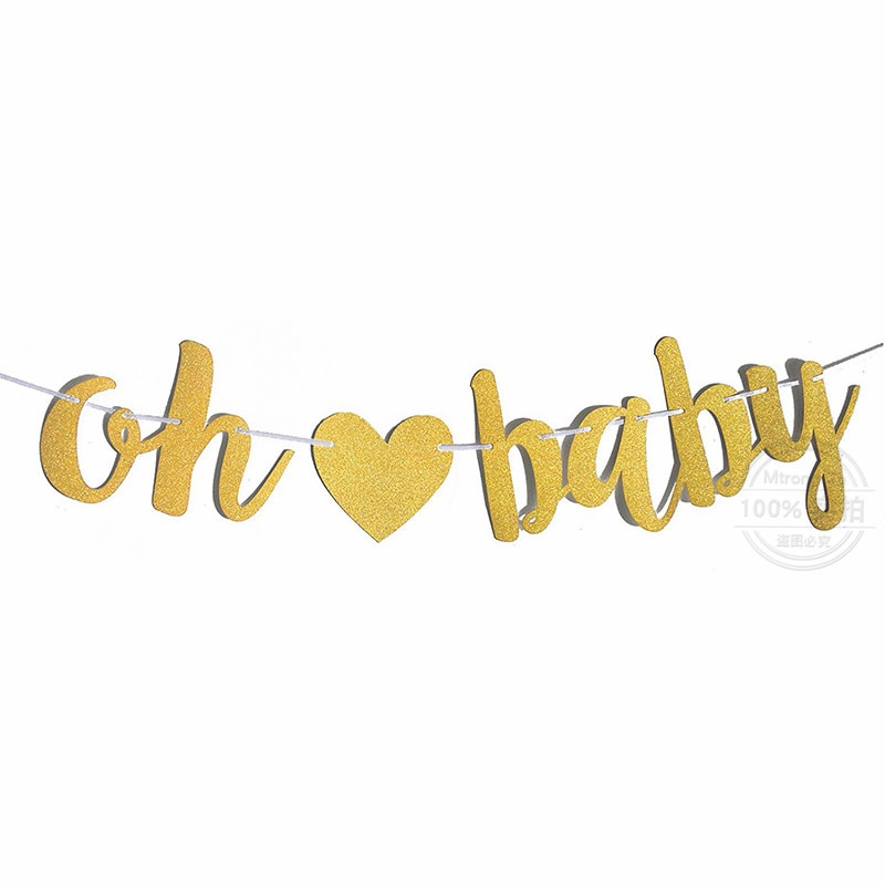 Goud Glittery Letters OH BABY Met Hart Banner voor... – Grandado