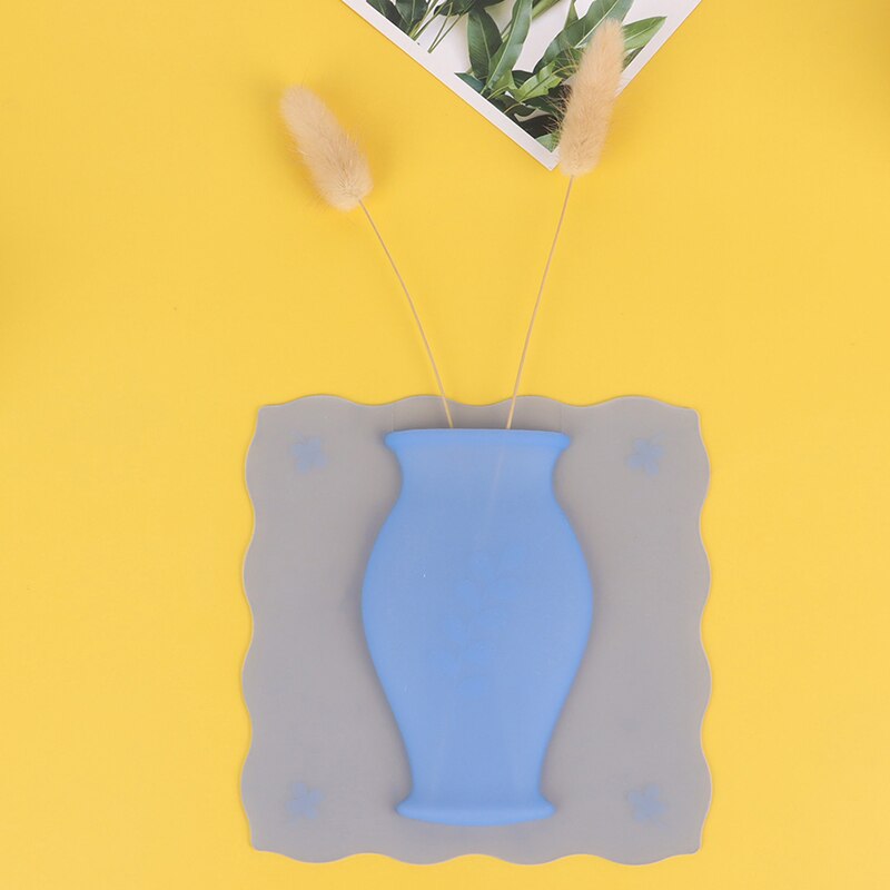 1 vase adhésif en silicone, autocollant mural amovible et facile à installer, vase pour réfrigérateur, vase à fleurs magiques, accessoires de décoration pour la maison: Bleu
