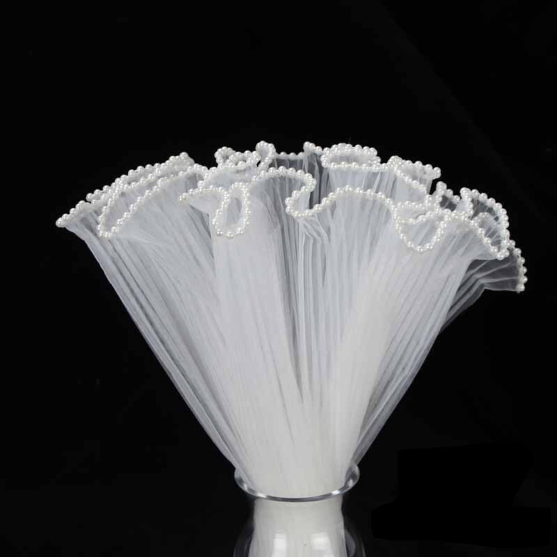 Gasa de envoltura de 28cm x 4,5 yardas, malla ondulada, material de embalaje de flores, gasa rosa, paquete floral, suministros para decoración del hogar: white pearl