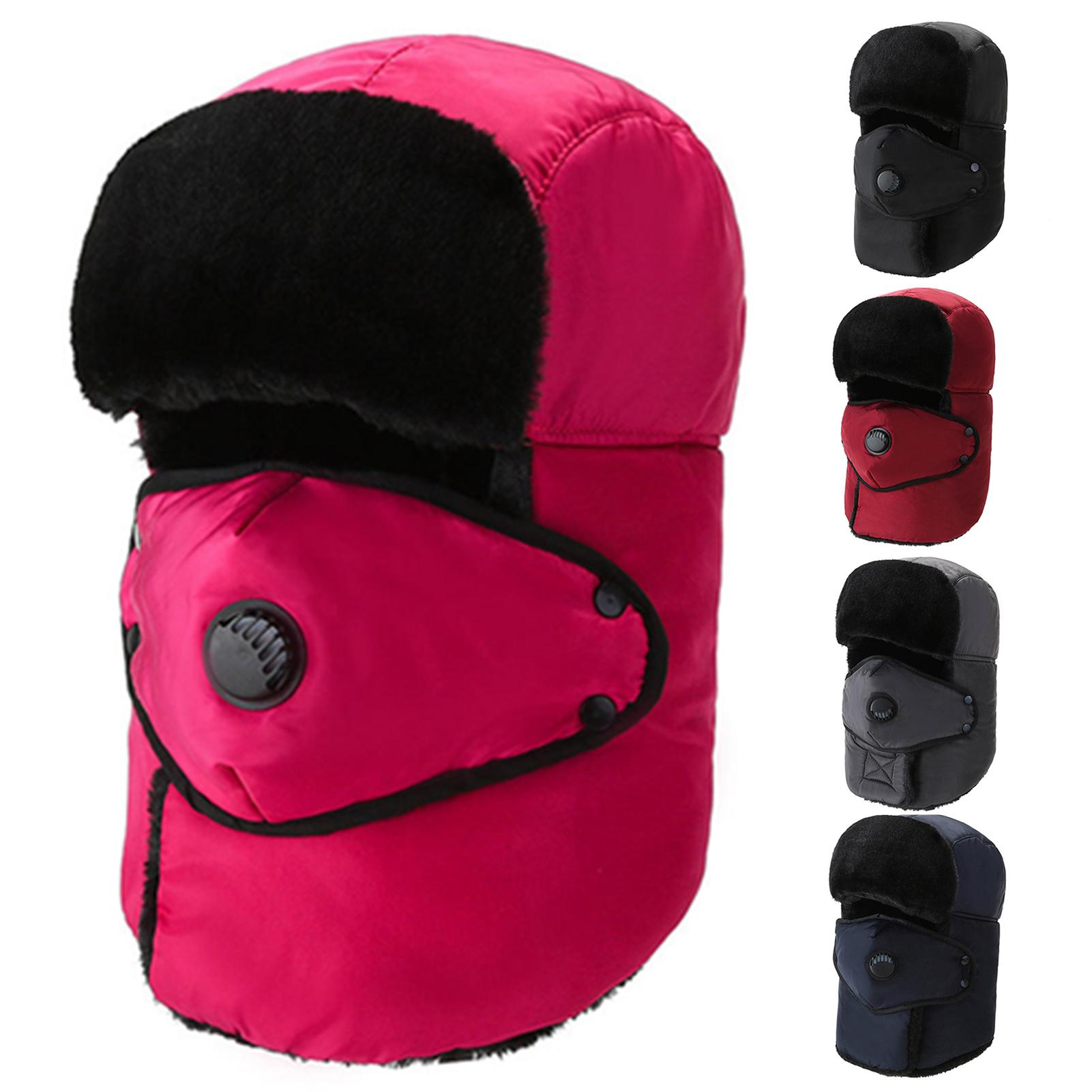 Unisex Woman Hat In Snow Caps Women Winter Knitted Hat Winter Thicken Warm Face Cover Breathing Valve Cotton Earmuffs Snow Cap