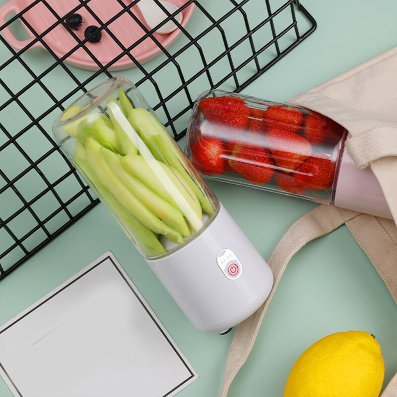 Tragbare Rührgerät Entsafter Tasse, Wiederaufladbare Single Dienen Rührgerät, Persönliche Größe Rührgerät Für Quetschen Saft, weiß/Rosa U1JE