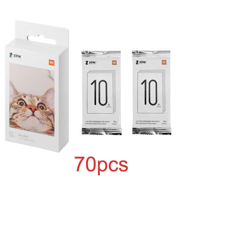 Carta per stampante tascabile originale Xiaomi ZINK stampa fotografica autoadesiva 10/20/50 fogli per stampante fotografica tascabile mini Xiaomi da 3 pollici: 70pezzi