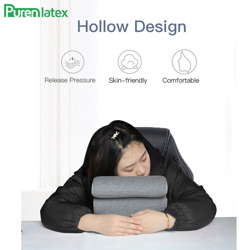 PurenLatex Nap Sleeping Pillow Memory Foam Nap Pillow School Desk Noon Sleep Pillow Cushion Slow Rebound Orthopedic Neck Pillow
