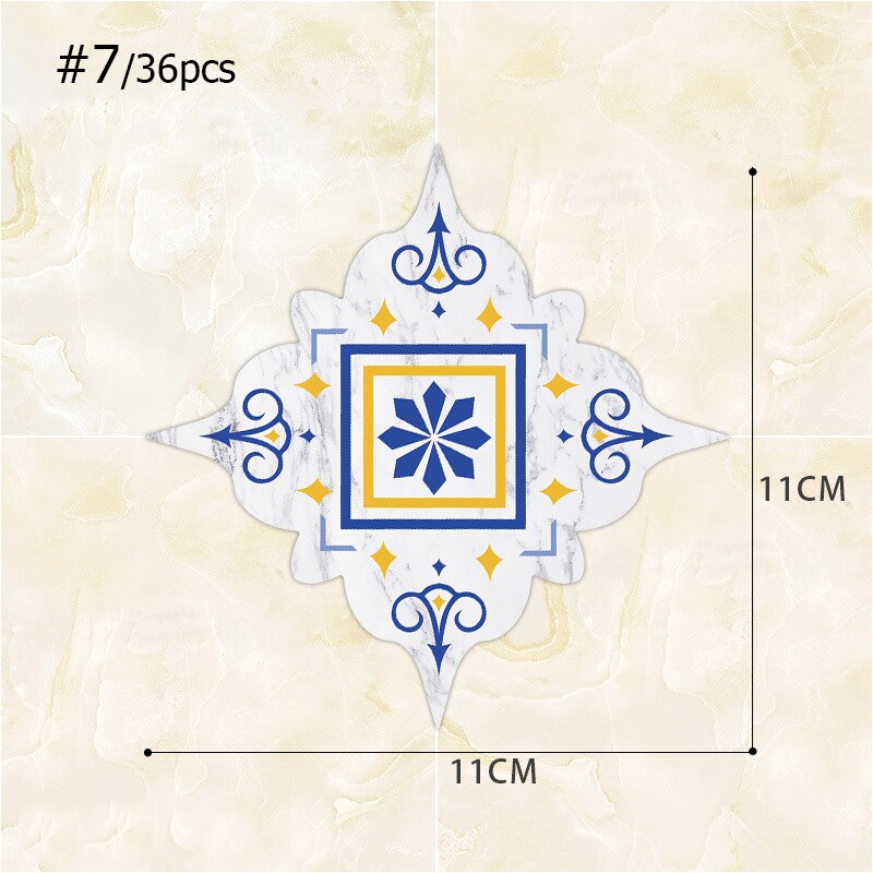 36 Pcs Self Adhesive Floor Tile Stickers Waterproof Floor Diagonal Sticker Europe Royal Style Living Room Decor Wall Floor Stick: 7