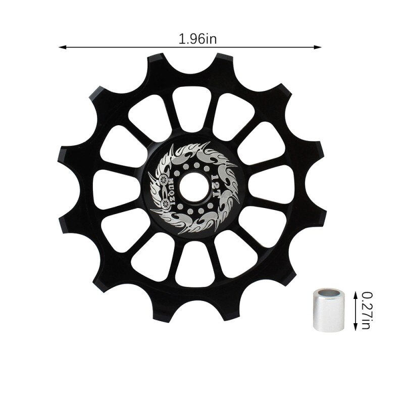 12T Dentata Della Bicicletta Ruota in Lega di Alluminio Della Bicicletta Negativo Positivo Dente Ruota Deragliatore Posteriore Della Bici di Guida Puleggia Accessori: nero