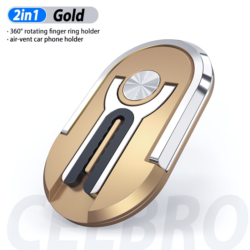 Mehrzweck Handy Halter 360 Grad Rotation Auto Air Vent Halterung Ständer Magnetische Finger Ring Telefon Halter Halterung Unterstützung: Gold