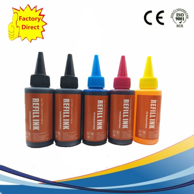 Di alta Qualità Universale Dye Ricarica Vestito di Inchiostro Della Stampante A Getto D'inchiostro: 1SET 1BK 5X100ML