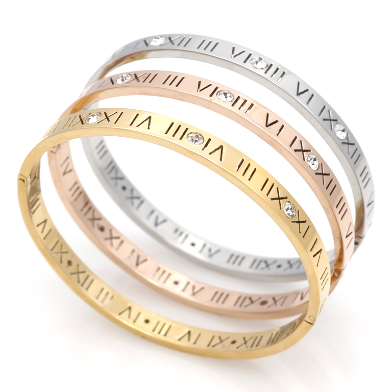 Klassieke 4 Mm En 6 Mm Zirkoon Romeinse Cijfers Armbanden & Armbanden Vrouwen Mode-sieraden Armbanden