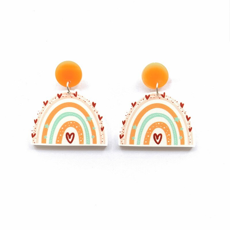 Donarsei moda colorido arco-íris brincos para as mulheres bonito dos desenhos animados nuvem coração gota balançar brincos presente: style 7 color 04