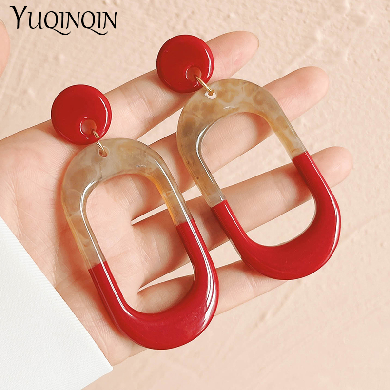 Nueva tendencia, pendientes grandes colgantes para mujer, joyería de , pendientes largos geométricos acrílicos coreanos para mujer, Brincos Retro de verano