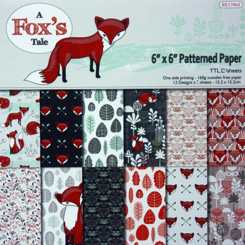 12 Sheets FOX Scrapbooking Pads Paper Origami Art Background Paper Card Making DIY Scrapbook Paper Craft B1031