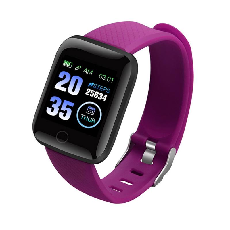116plus Smart Watch Band Monitor de pulso cardíaco presión arterial Monitor pulsera de Fitness podómetro deportivo pulsera al aire libre: purple