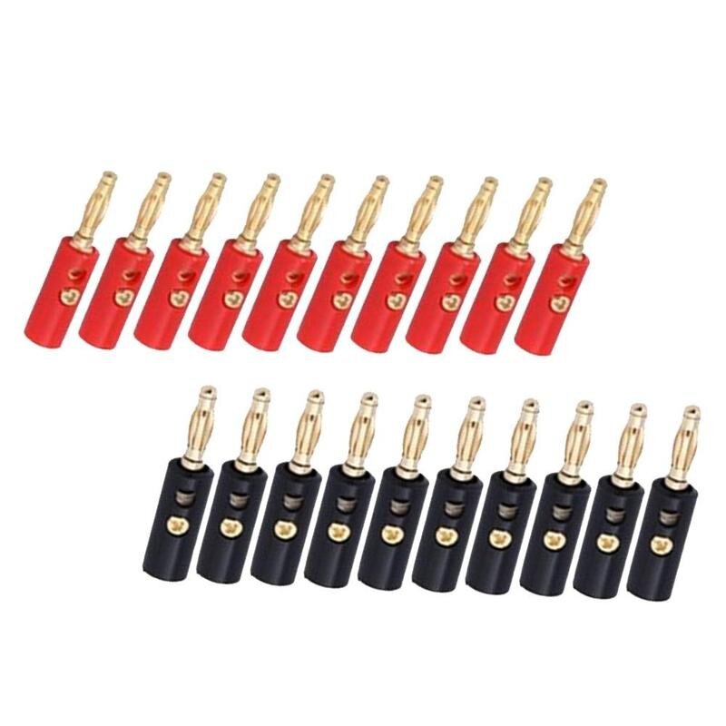 10Pcs Banaan Pluggen Audio Speaker Schroef Banana Goud Stekkers Voorraad Zwarte Plaat Connectors Facotry In Red Speaker 4mm Banan Z1F6