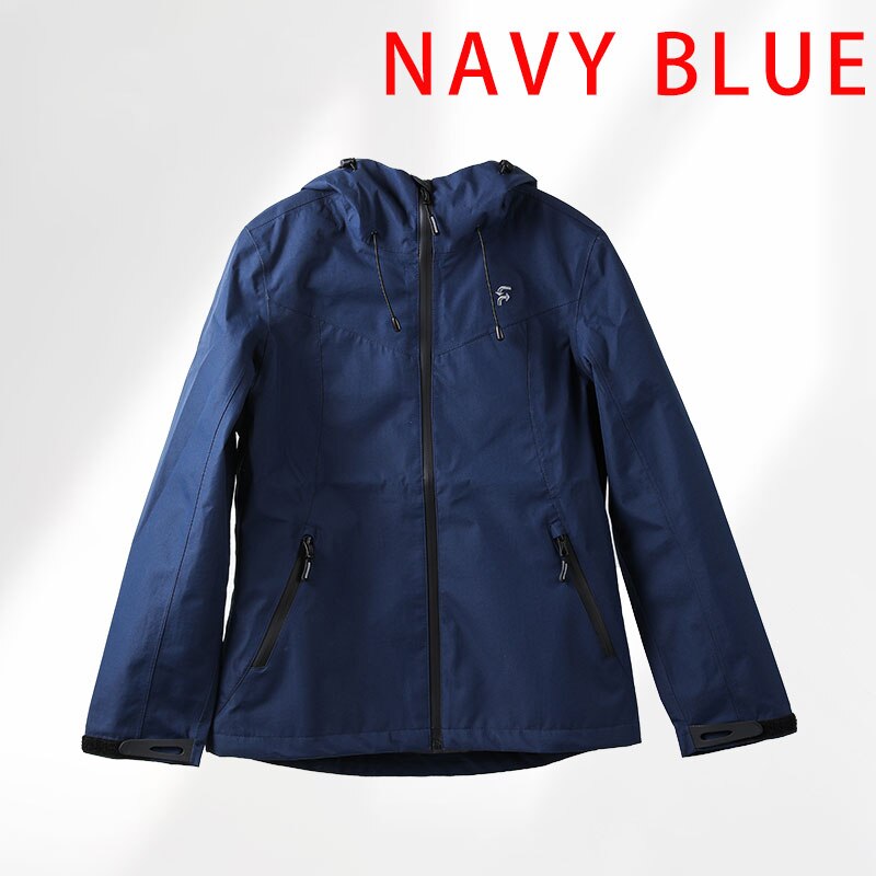 Outdoor Windbreaker Hiking Jacket Camping Sports Waterproof Clothes Sun-Protective with Hooded Adventure Breathable Quick Dry: NAVY BLUE / S