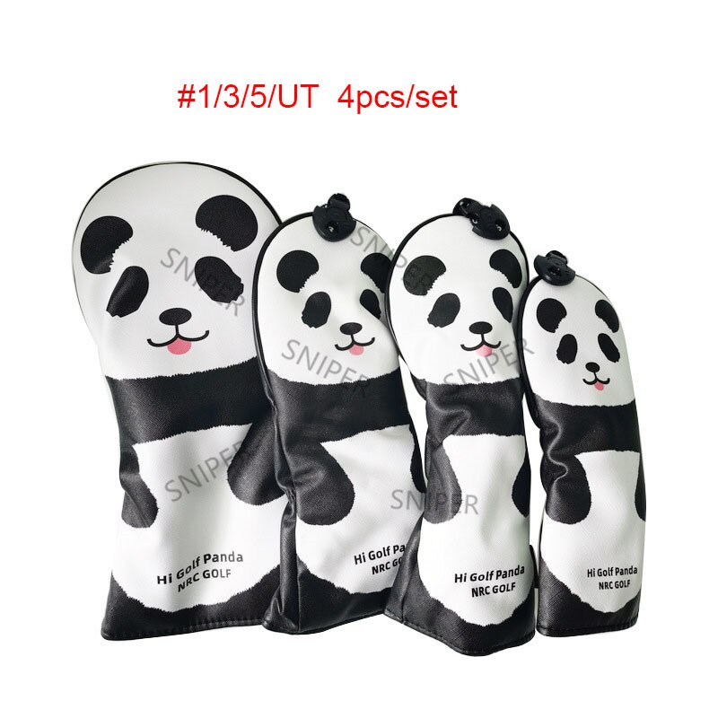 Golf Head cover Golf Panda Golf Driver Fairway Wood set Cartoon headcovers: 135UT 4pcs