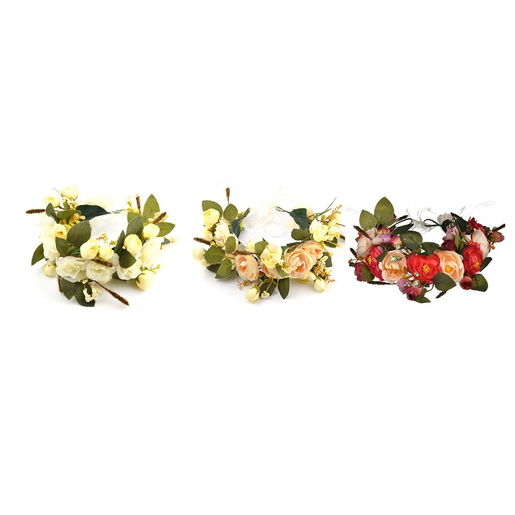 Fairy Women Handmade Rose Flower Wreath Crown Wedding Festivals Garland Crown Beautiful Flower Headband