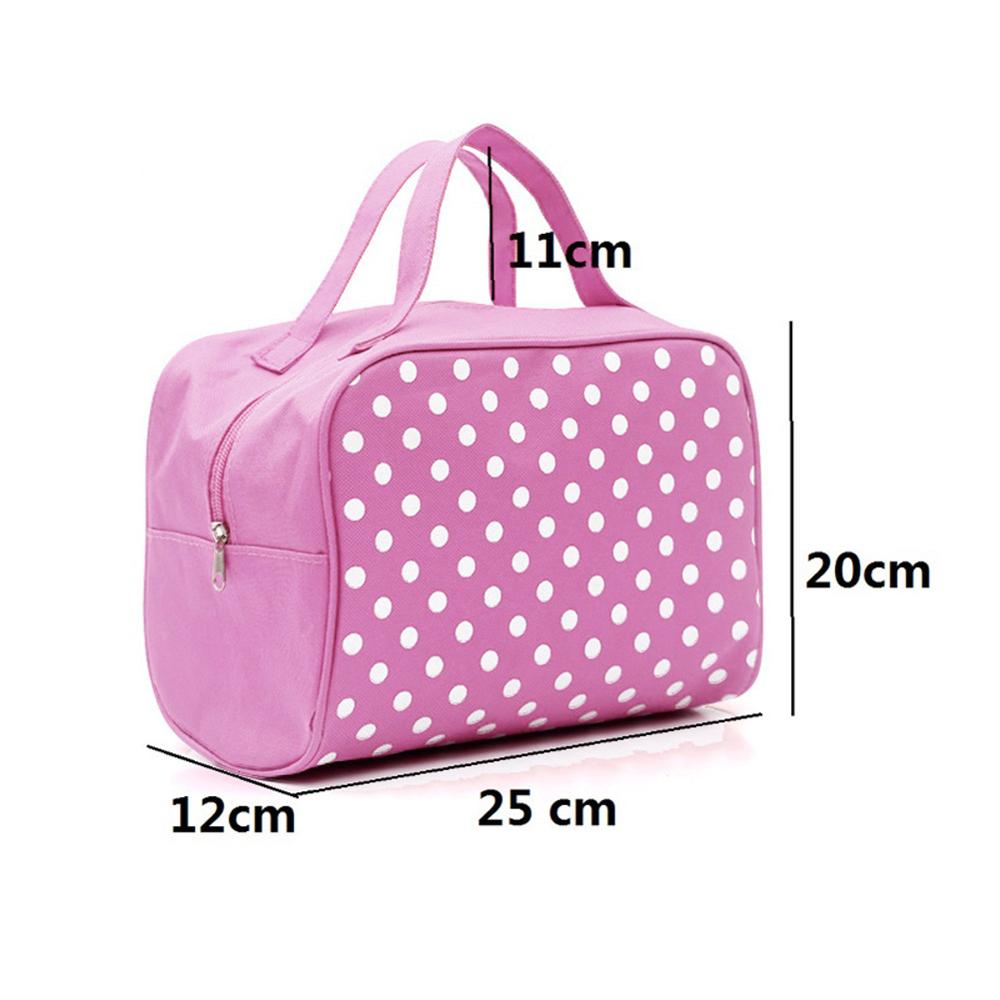 Lady Organizer Multi Functional Cosmetic Storage Dots Bags Women Makeup Bag With Pockets Toiletry Pouch PO66: Pink