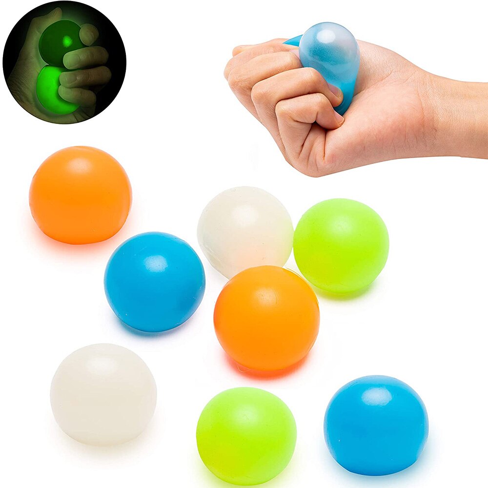 Lichtgevende Stress Ballen Kleverige Doel Bal Voor Plafond Squishies Speelgoed Voor Kinderen Zintuiglijke Squeeze Ballen 8Pcs