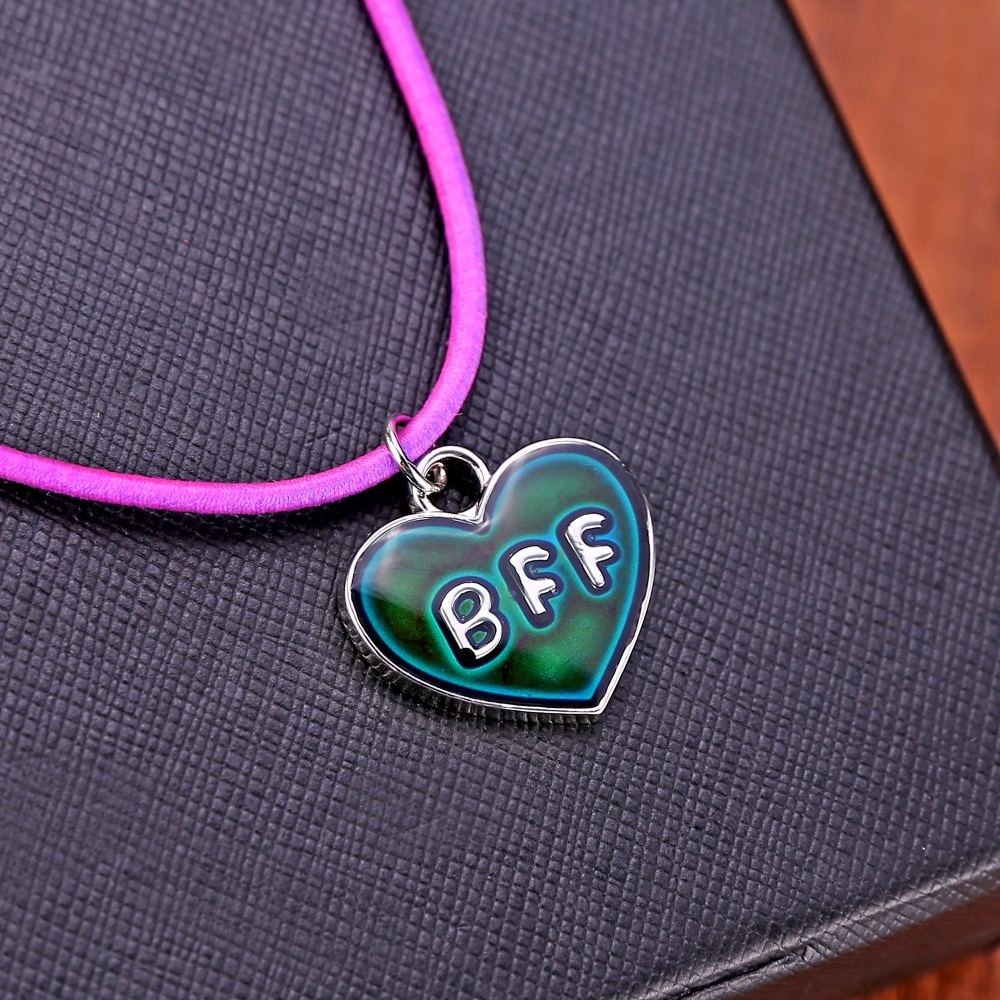 BFF Beste Vriend Voor Altijd Changing Mood Ketting Hanger Hart Ketting Enamel Ketting Sieraden Kleur Veranderende Door Temperatuur