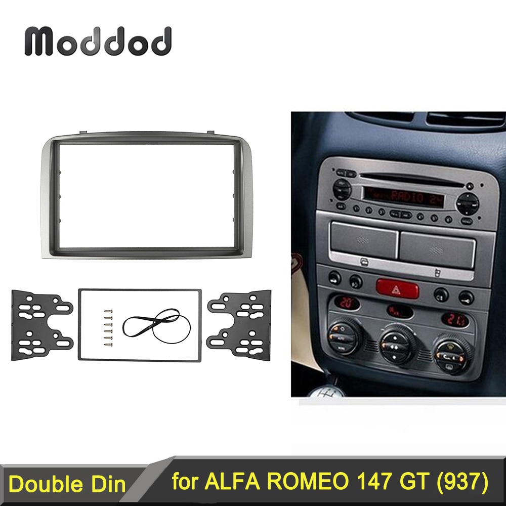 Kit de montaje de Panel de CD estéreo para Alfa Romeo 147, doble Din, embellecedor de instalación de salpicadero, Marco facial
