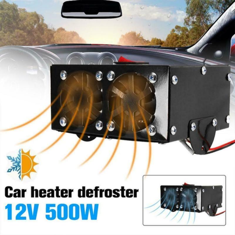 500W 12V /24V 2 Hole Car Vehicle Cooling Fan Warm Heater Windscreen Demister Defroster 2 In 1 Portable Auto Car Van Heater