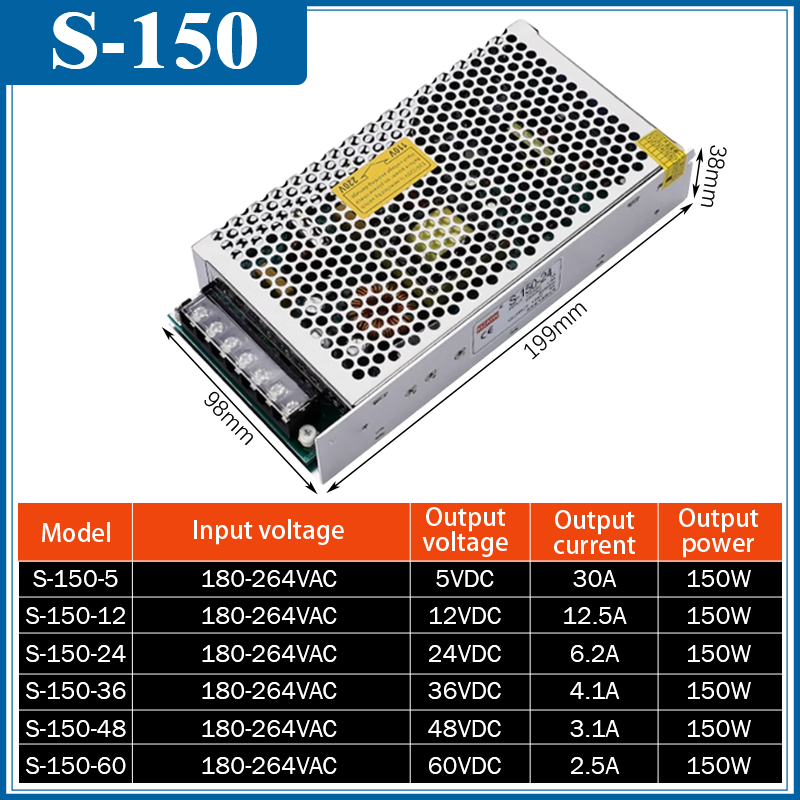 Switching Power Supply 220V AC to 24V/12V/36V DC 30A 1000W High Current Converter with Silent Cooling: green / us
