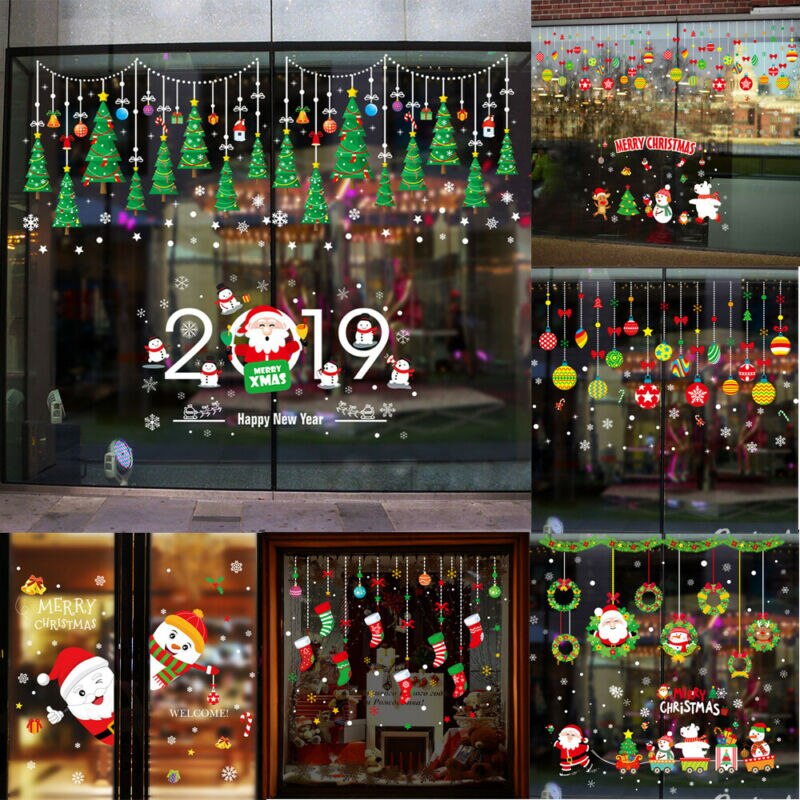 Christmas Door Stickers Decor Christmas Snowman Olaf Santa