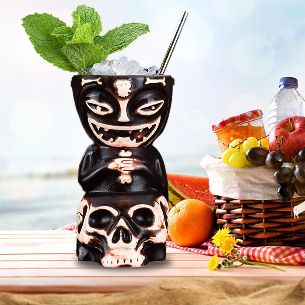 Innovative Hawaii Skull Tiki Mug Hand-painted Ceramics Cocktail Beer Cup Easter Islander 520ml Maori Tiki Wine Drink Mug