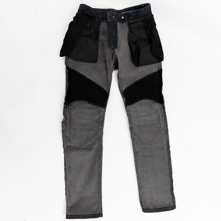 Pantalon de cyclisme en velours bleu pour moto, protection des genoux