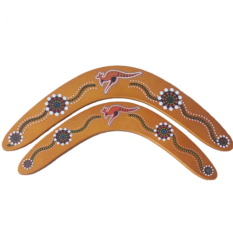 Children Outdoor Toy Print Boomerang Wooden Dart V-Shaped Dart Wooden Boomerang Outdoor Sports Equipment Skills