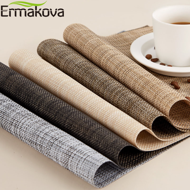 Ermakova 4 Stks/partij Placemats Placemats Antislip Wasbaar Plaats Mat Hittebestendige Placemat Eettafel Disc Kom Pad coaster