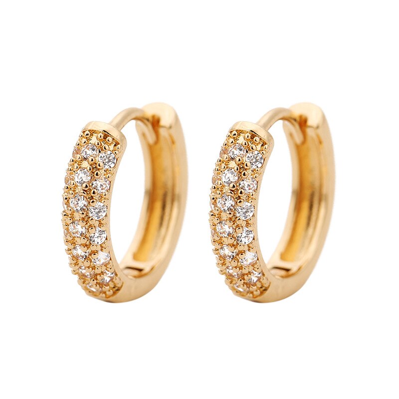 Kleine Cirkel Hoepel Oorbellen Voor Vrouwen Rose Gold Cz Zirconia Ronde Oorbellen Oor Piercing Sieraden Brincos Bijoux: E331Gold Color W