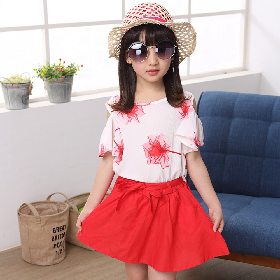 Summer Teenage Girls Suit Girl Clothing Set Kids Short Sleeve Princess Children Clothes Sets Outfits 5 6 8 9 10 11 12 Years